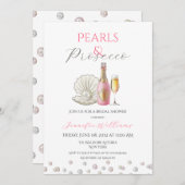 パールアンドプロセッコピンクブライダルシャワー 招待状 (正面/裏面)
