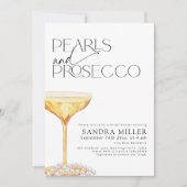 パールアンドプロセッコブライダルシャワーシャンパングラス 招待状 (正面)