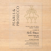 パールアンドプロセッコブライダルシャワーシャンパン アクリル招待状 (正面)