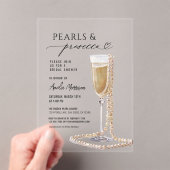 パールアンドプロセッコブライダルシャワーシャンパン アクリル招待状 (インサイチュ (ポータブル))
