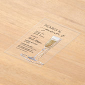 パールアンドプロセッコブライダルシャワーシャンパン アクリル招待状 (レイダウン)