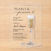 パールアンドプロセッコブライダルシャワーシャンパン アクリル招待状 (正面)