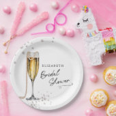 パールアンドプロセッコミニマルブライダルシャワー ペーパープレート (パーティー)