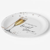 パールアンドプロセッコミニマルブライダルシャワー ペーパープレート (アングル)