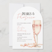 パールアンドプロセッコ赤面ピンクブライダルシャワー 招待状 (正面)