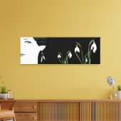 パールイヤリングの女の子のかわいらしファッションイラストレーション キャンバスプリント (インサイチュ (リビング))