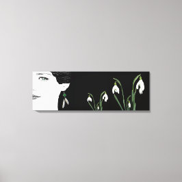 パールイヤリングの女の子のかわいらしファッションイラストレーション キャンバスプリント