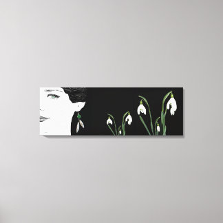 パールイヤリングの女の子のかわいらしファッションイラストレーション キャンバスプリント