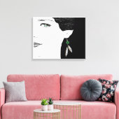 パールイヤリングの女の子ファッションイラストレーションアート キャンバスプリント (インサイチュ (リビング))