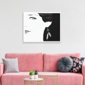 パールイヤリングの女の子ファッションイラストレーションアート キャンバスプリント (インサイチュ (リビング))