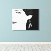 パールイヤリングの女の子ファッションイラストレーションアート キャンバスプリント (インサイチュ (ウッドフロア))