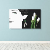 パールイヤリングの女の子ファッションイラストレーションアート キャンバスプリント (インサイチュ (ウッドフロア))