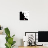 パールイヤリングの女の子ファッションイラストレーションアート ポスター (ホームオフィス)