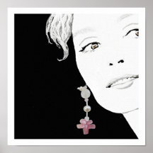 パールイヤリングの女の子ファッションイラストレーションアート