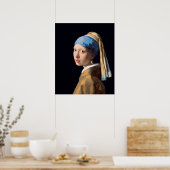 パールイヤリングを持つ女の子by Vermeer - Poster ポスター (キッチン)