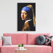 パールイヤリングカンバスラップを持つ女の子 キャンバスプリント (インサイチュ (リビング))