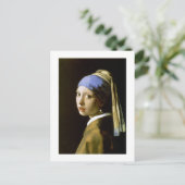 パールイヤリングバーマーファインアートの少女 ポストカード (スタンド正面)