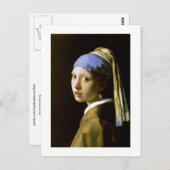 パールイヤリングバーマーファインアートの少女 ポストカード (正面/裏面)