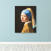 パールイヤリングポートレート絵画女 キャンバスプリント (インサイチュ (ウッドフロア))