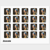 パールイヤリングポートレート絵画女 スクエアシール (シート)