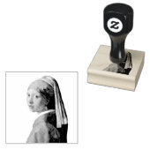 パールイヤリングポートレート絵画女 ラバースタンプ (押印)