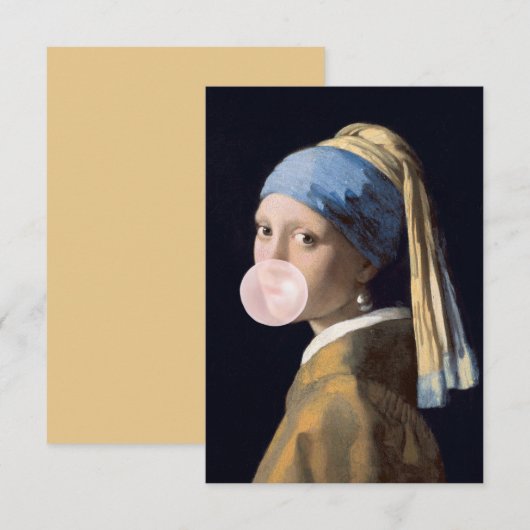 パールイヤリング付きバブルガムディーバ サンキューカード (正面/裏面)