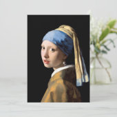 パールイヤリング付き女の子のオランダバーミールグリーティング カード (スタンド正面)