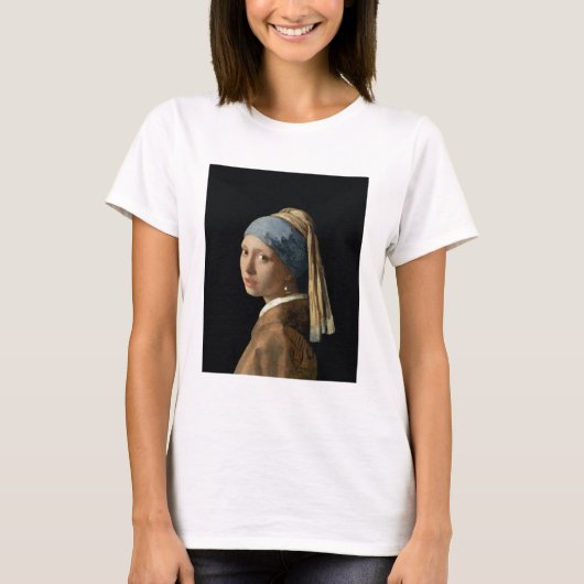 パールイヤリング付き女の子, c.1665-6 (キャンバス上の油) tシャツ (正面)