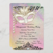 パールウォーターカラーマスカレードパーティー 招待状 (正面/裏面)