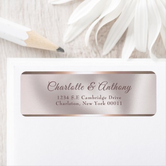 パールエレガントおよびバラフェイク金ゴールドフォイル結婚ズ ラベル (インサイチュ)