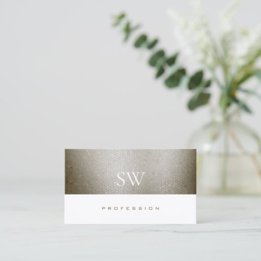 パールエレガントきらめくスネークパターンとイニシャル 名刺 (スタンド正面)