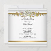 パールエレガントイエロー金ゴールドシルバーダイヤモンド誕生日 招待状 (裏面)