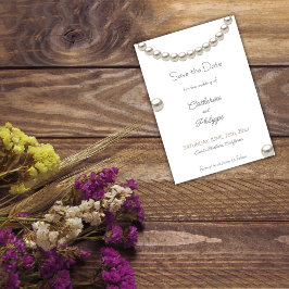 パールエレガントウェディング日付を保存招待状 招待状