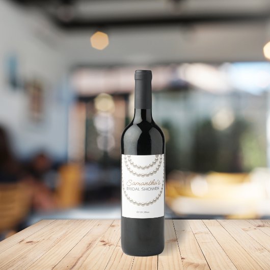 パールエレガントネックレスブライダルシャワー ワインラベル