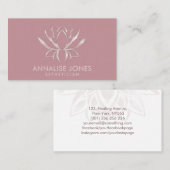 パールエレガントバラ金ゴールドグリッターロータスフラワー 名刺 (正面/裏面)