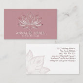 パールエレガントバラ金ゴールドロータスフラワー 名刺 (正面/裏面)