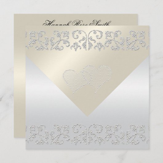 パールエレガントフローリッシュ結婚式招待状 招待状 (正面/裏面)