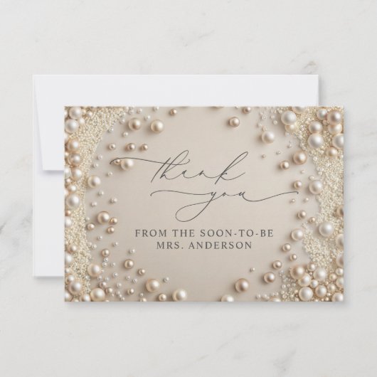 パールエレガントブライダルシャワーサンキューカード サンキューカード (正面)