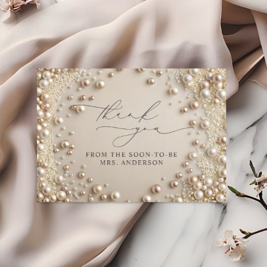 パールエレガントブライダルシャワーサンキューカード サンキューカード