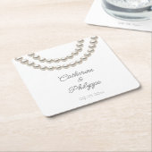 パールエレガント結婚ズ スクエアペーパーコースター (アングル)