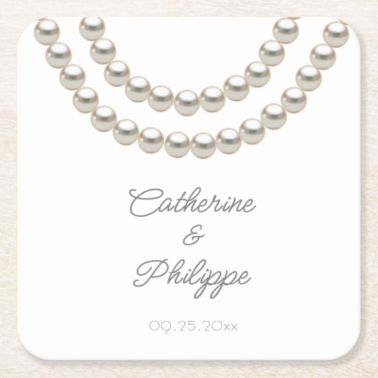 パールエレガント結婚ズ スクエアペーパーコースター (正面)