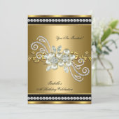 パールエレガント金ゴールドシルバーダイヤモンドバースデーパーティー7 招待状 (スタンド正面)