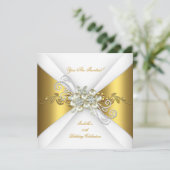 パールエレガント金ゴールドシルバーダイヤモンドバースデーパーティーA 招待状 (スタンド正面)