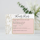 パールエレガント金ゴールドス結婚クリプトのロマンチック真珠 出欠カード (スタンド正面)