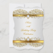 パールエレガント金ゴールドホワイトシルバーバースデーパーティー 招待状 (裏面)
