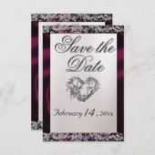 パールエレガント、紫のリボンと輝き セーブザデート (正面/裏面)