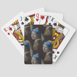 パールクラシックイヤリング付き女の子のレプリカ顔 トランプ