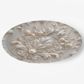 パールクリスタルフランスのダマスク刺繍デコページ ペーパープレート (アングル)