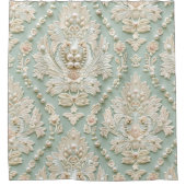 パールクリスタルフランスのダマスク刺繍 シャワーカーテン (正面)