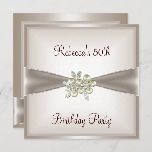 パールクリームフローラ50thバースデーパーティーイベント 招待状 (正面/裏面)
